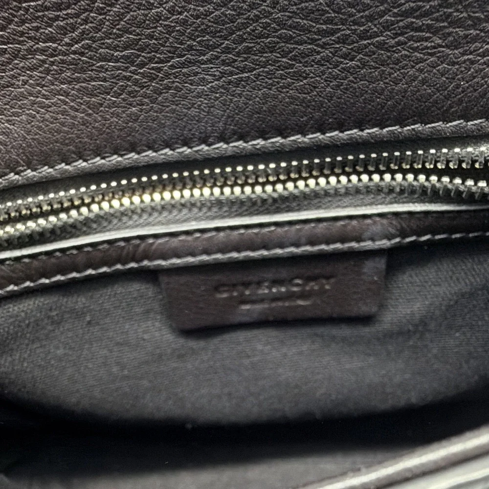 Givenchy Y2K  Small Pandora Black Satchel Top Handle Bag Detachable Strap Silver